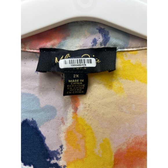 Women's 2XL Blouse Molly & Isadora Button-Up 3/4 Sleeve Handkerchief Hem colors - Picture 3 of 4